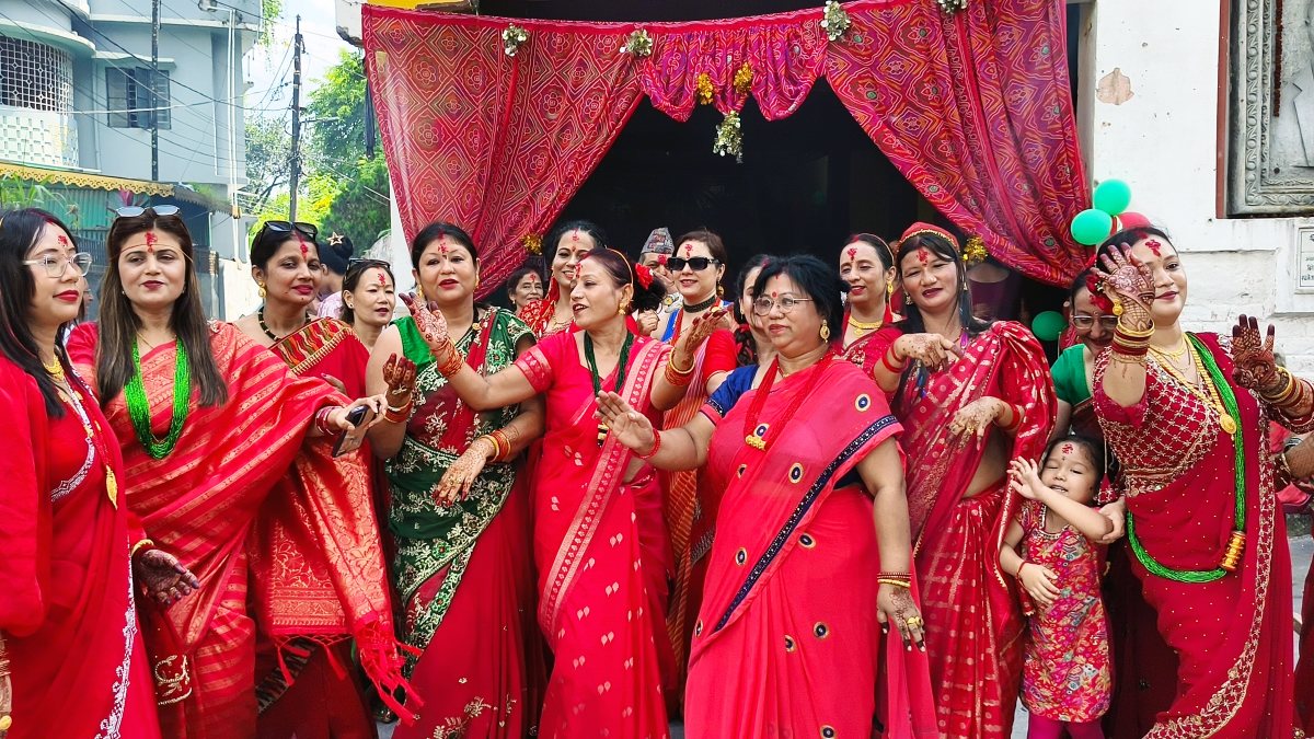 Hindu Nepali women celebrate Haritalika Teej in Siliguri