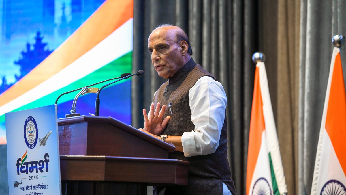 Rajnath Singh addresses DRDO industry meet Vimarsh 2026