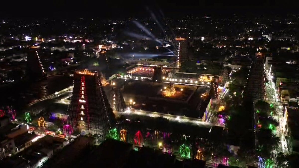 Meenakshi temple lit up ahead of consecration in Madurai