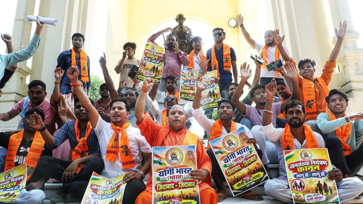 Yogi Sena protests in Lucknow for population control policy