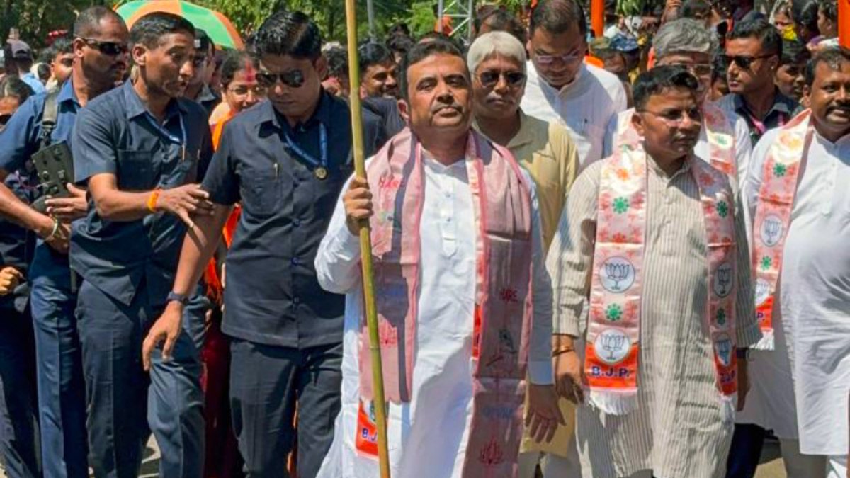 Suvendu Adhikari leads BJP nomination procession in Nandigram