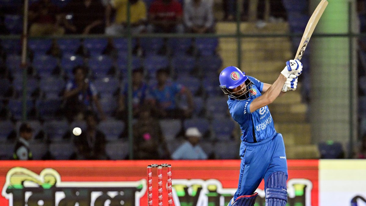 Afghanistan skipper Ibrahim Zadran plays shot in 2nd T20I vs India