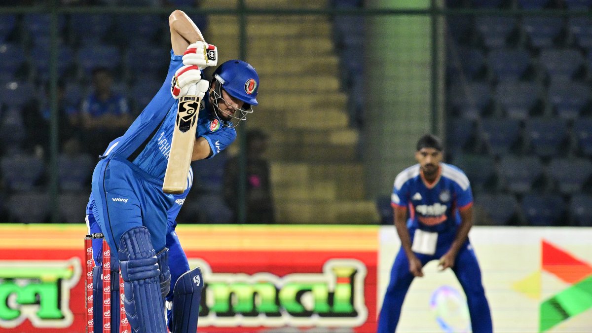 Afghanistan's Sediqullah Atal plays a shot in 2nd T20I against India