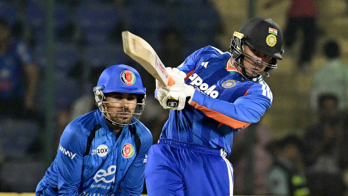 Abhishek Sharma plays a shot in 2nd T20I against Afghanistan
