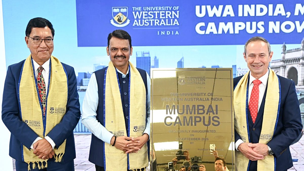 Fadnavis unveils UWA India Mumbai campus plaque