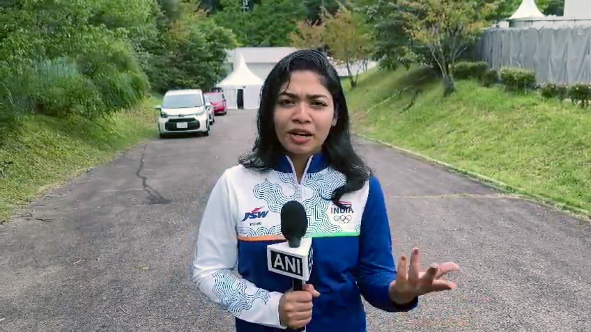 Indian shooter Vidarsa K Vinod speaks to media in Nagoya