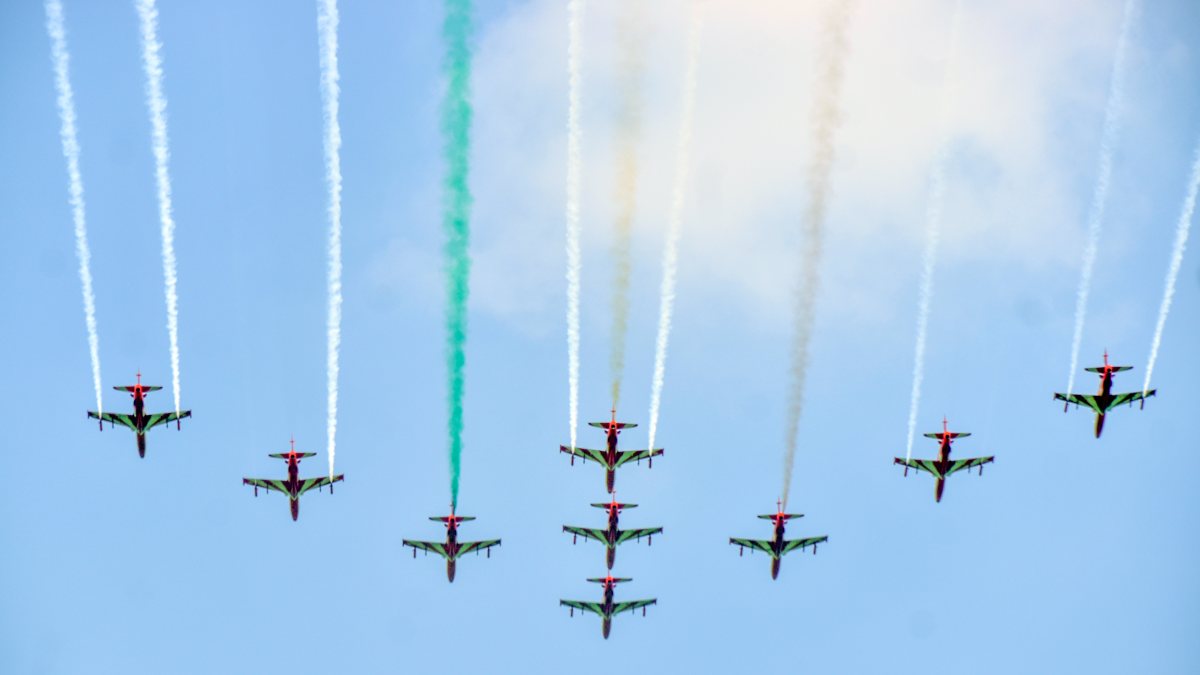 IAF Surya Kiran team performs at Meerut air show