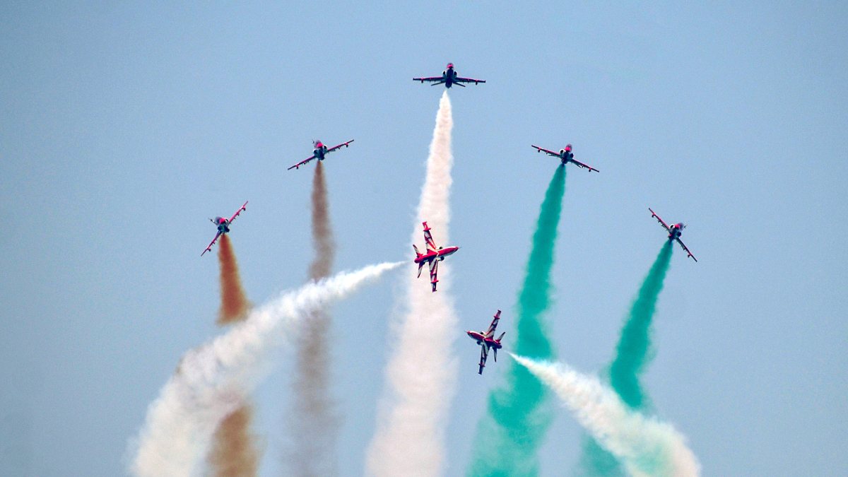IAF Surya Kiran performs at Meerut air show