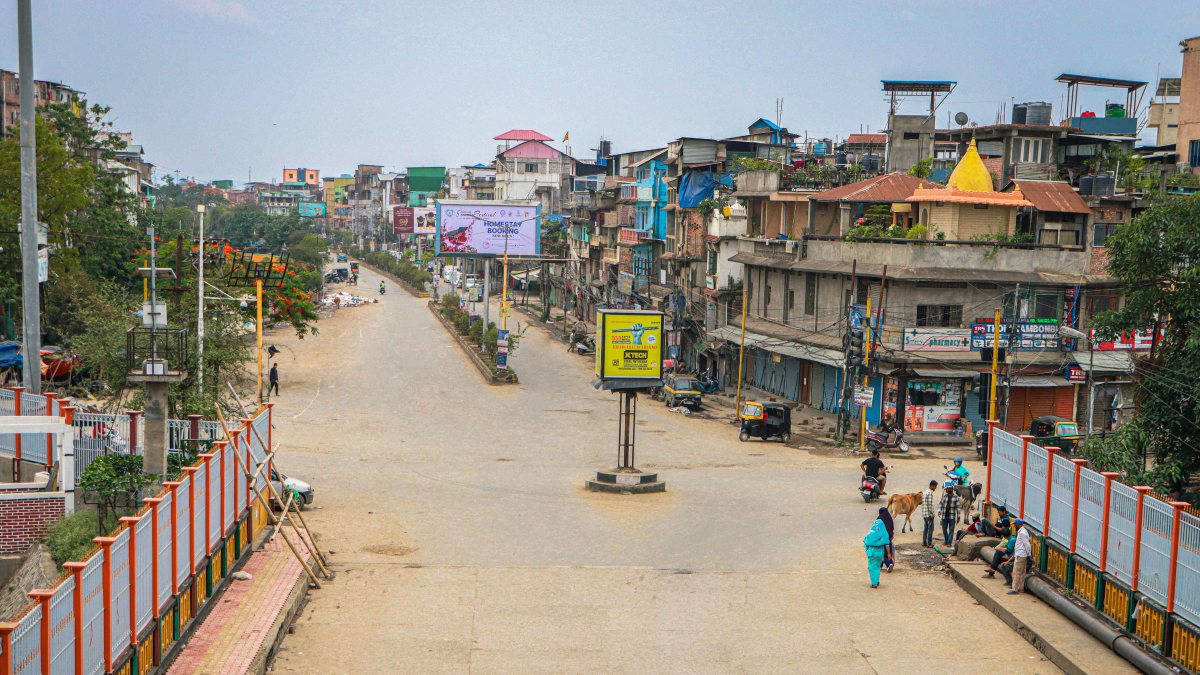 Deserted road in Imphal during 24-hour general strike