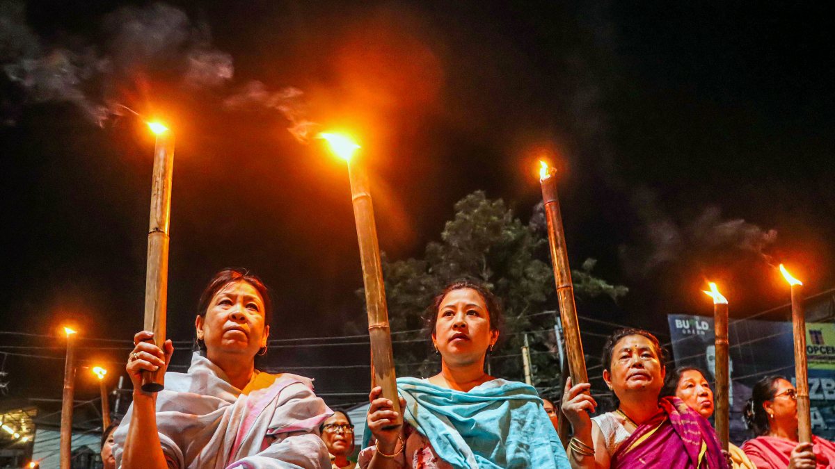 Manipur protesters hold torch rally demanding NRC update with 1951 base year