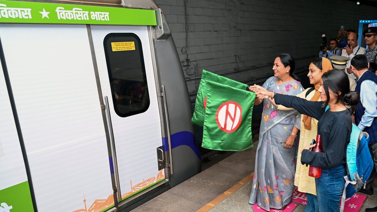 Delhi CM flags off metro train showcasing government schemes