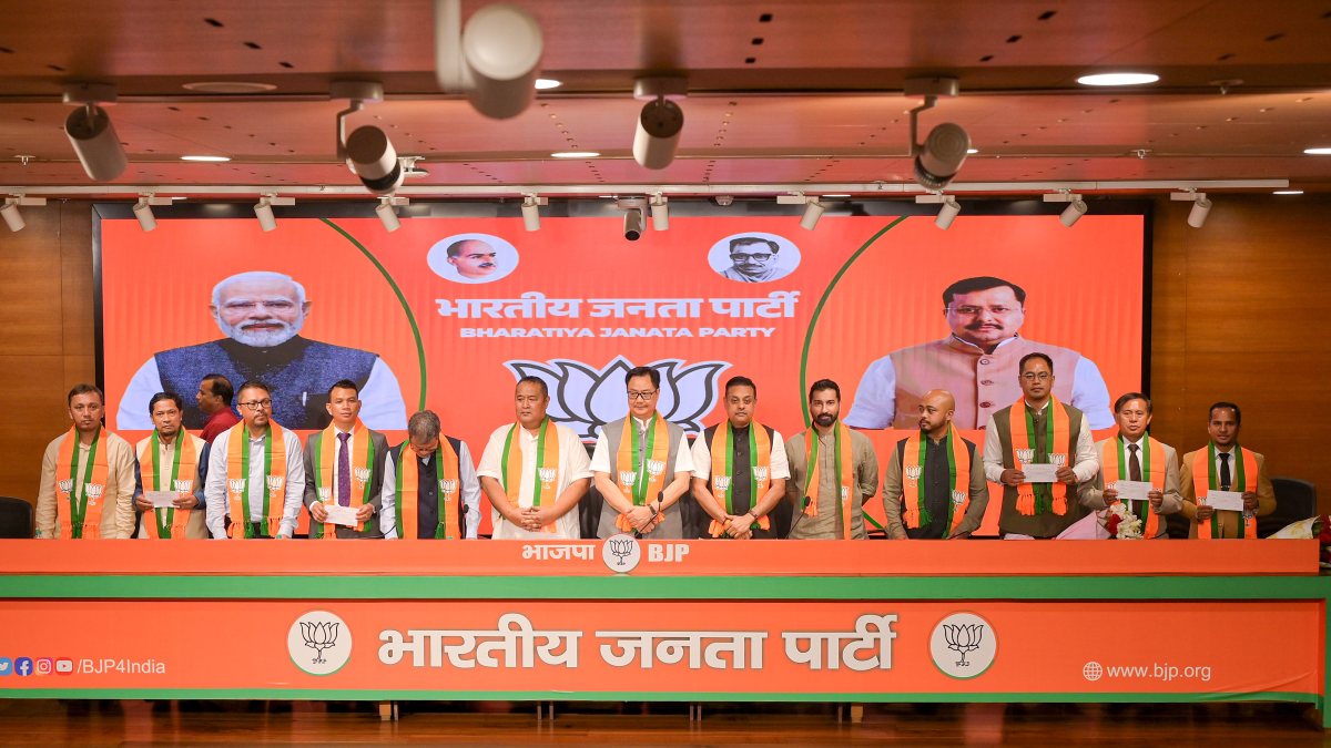 Eight UDP MLAs join BJP with Kiren Rijiju and Sambit Patra