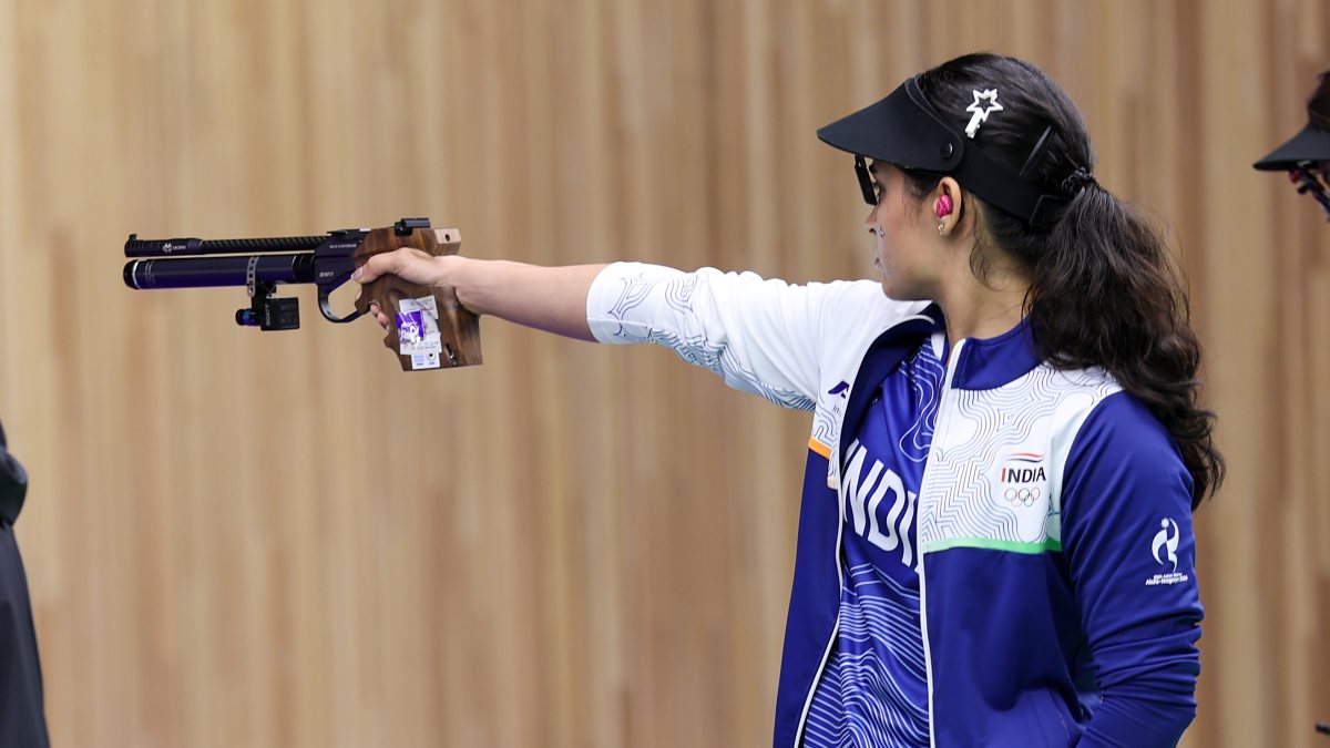 Manu Bhaker competes in women's 10m air pistol final at Asian Games