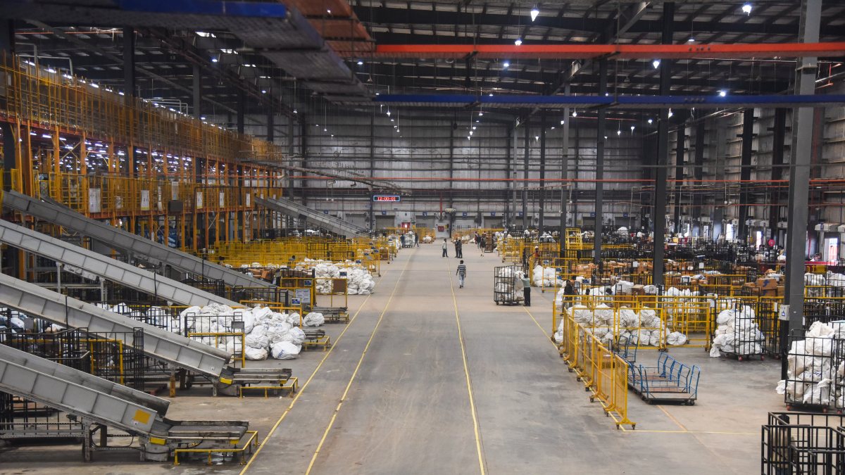 Flipkart packages ready for delivery at Gurugram center