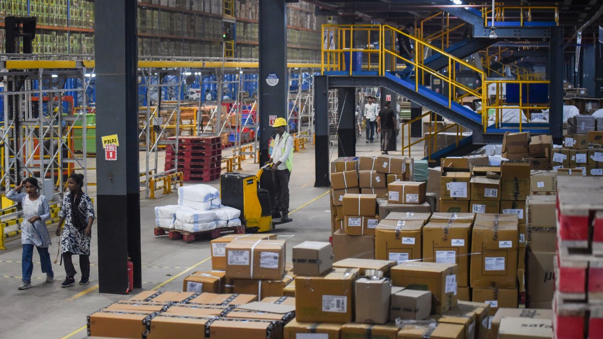 Flipkart packages ready for delivery at Gurugram center