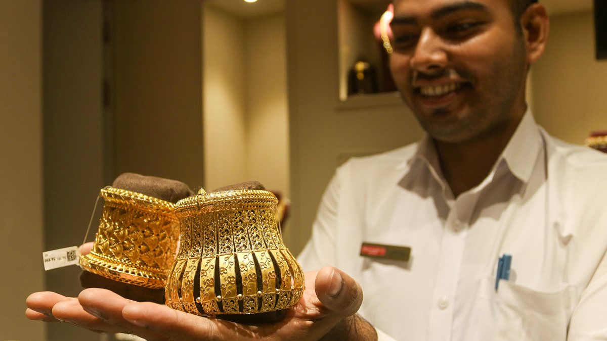 Gold jewellery displayed ahead of Durga Puja in Agartala