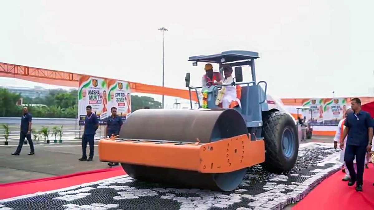 Bengal CM Suvendu Adhikari drives bulldozer to crush 3 lakh cough syrup bottles