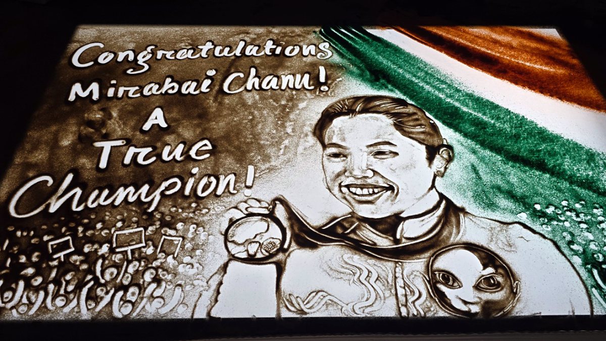 Sand artist congratulates Mirabai Chanu on Asian Games silver