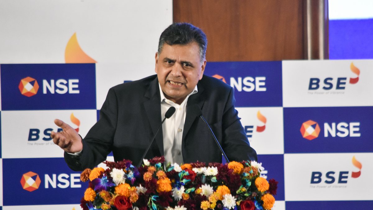 NSE chairperson addresses listing ceremony at BSE in Mumbai