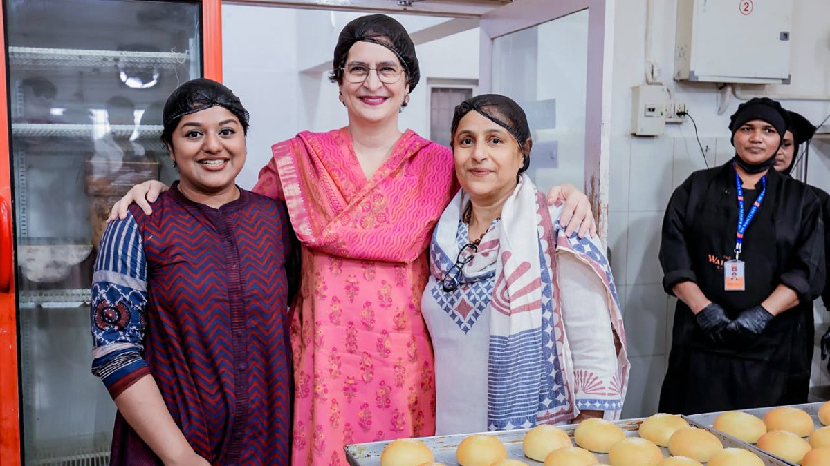 Priyanka Gandhi visits baking unit at KINFRA Park in Wayanad