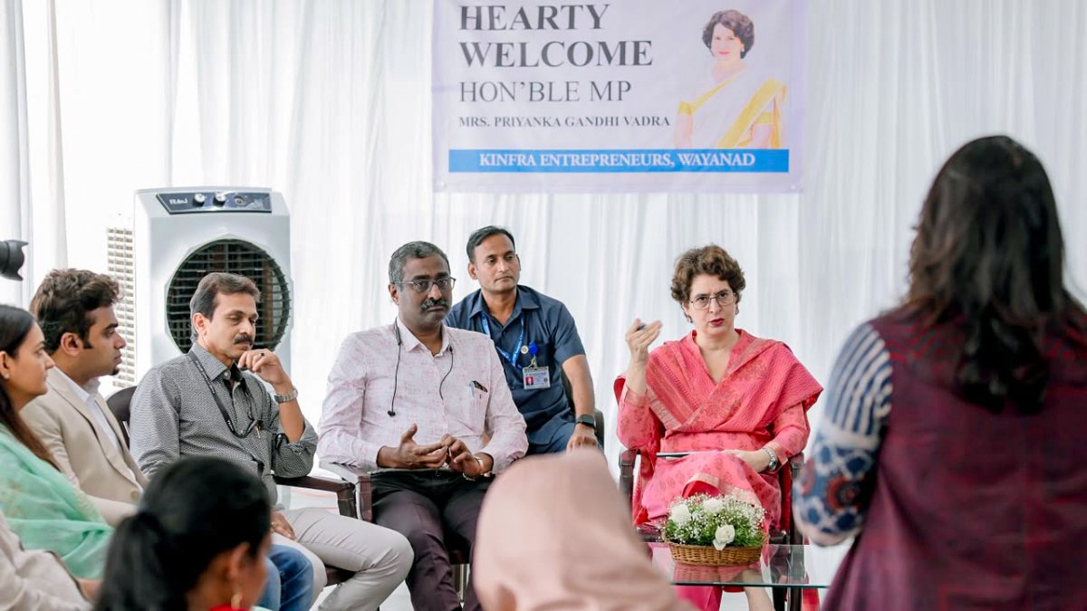 Priyanka Gandhi meets entrepreneurs at KINFRA Park in Wayanad