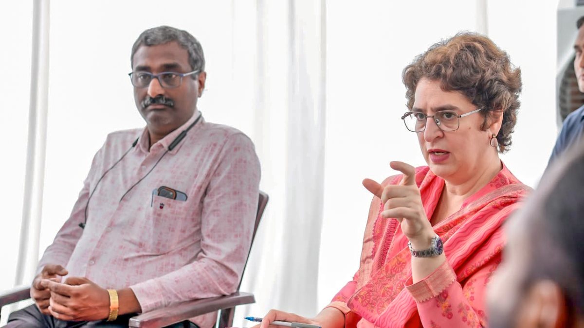 Priyanka Gandhi interacts with entrepreneurs at KINFRA Park in Wayanad