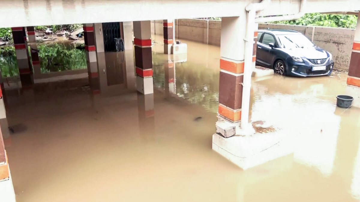 Floodwaters submerge apartments in Visakhapatnam after heavy rain