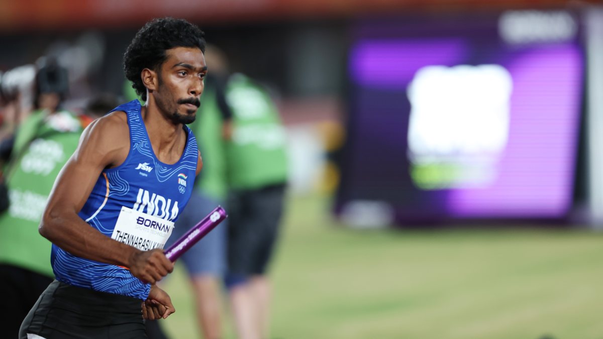 India's Vishal TK competes in mixed 4x400m relay at Asian Games