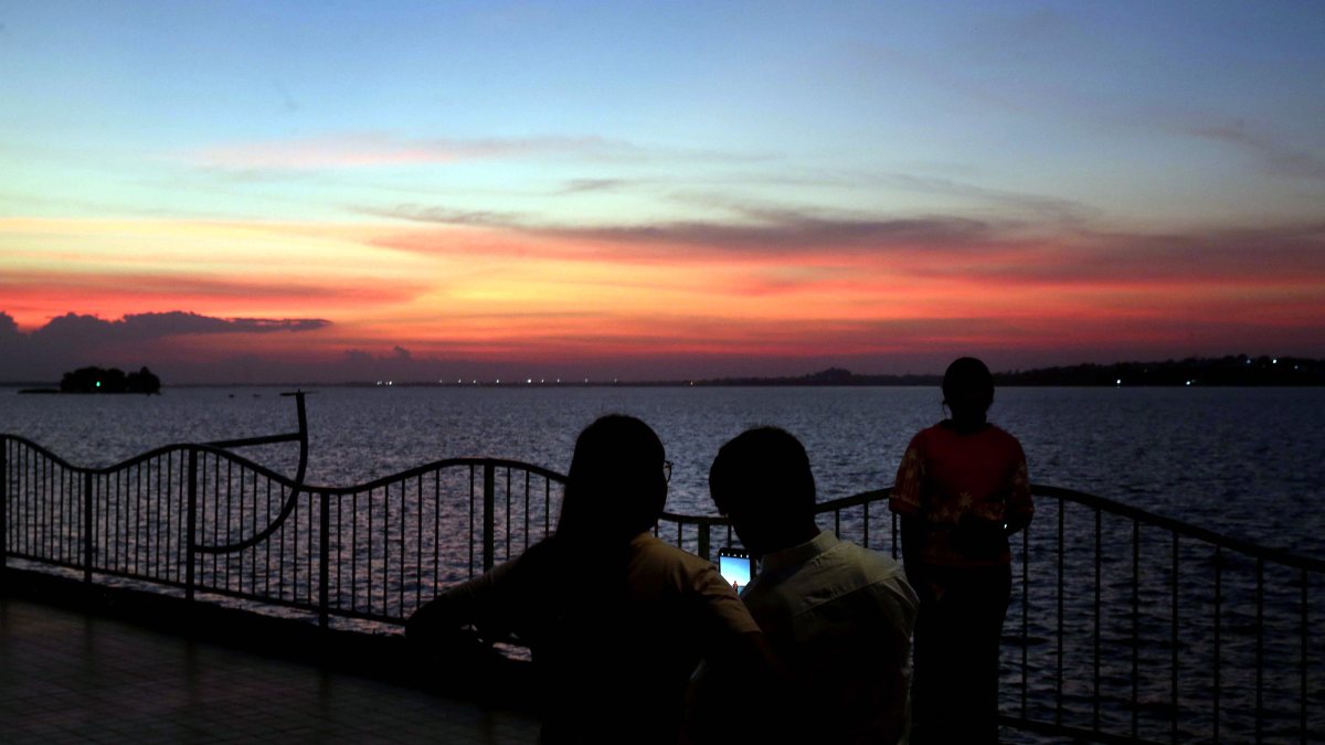Sunset skyline over Bhopal Upper Lake