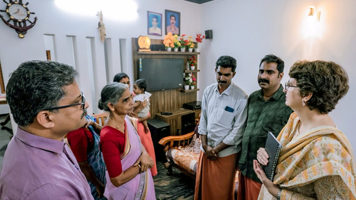 Priyanka Gandhi meets family of late farmer Rajeev in Wayanad