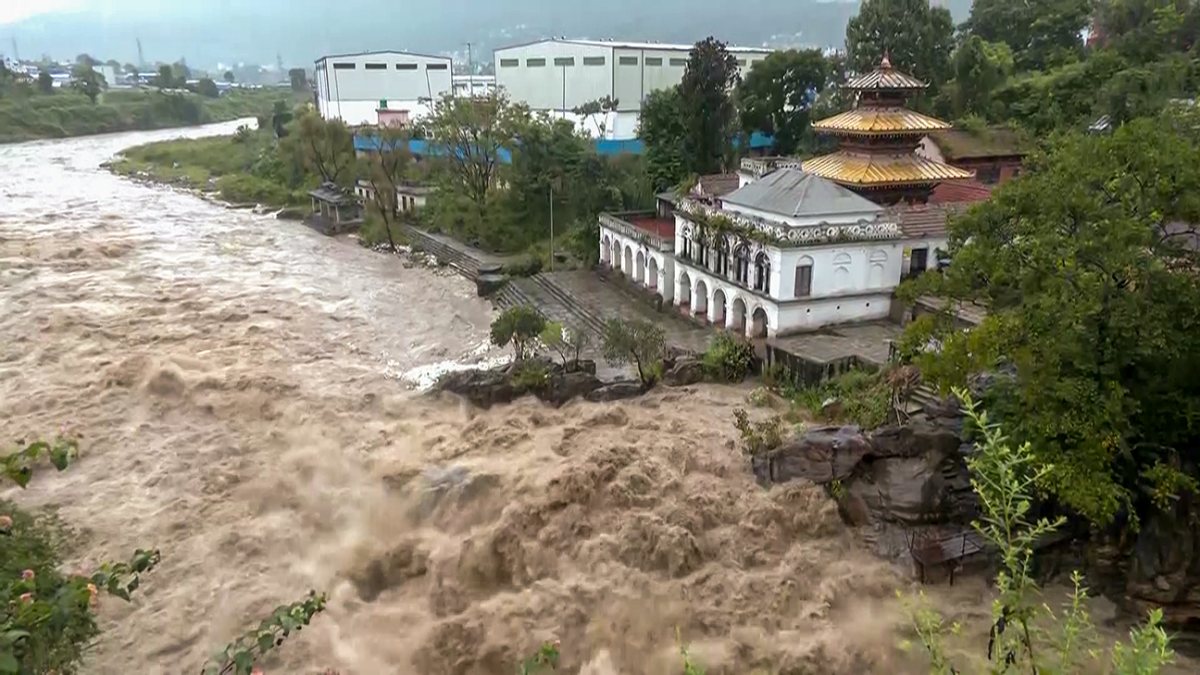 Bagmati River overflows banks after heavy rain in Kathmandu