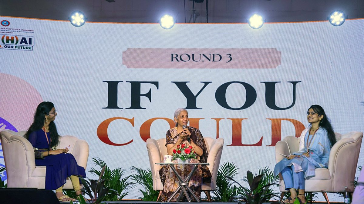 Nirmala Sitharaman interacts with students in Chennai
