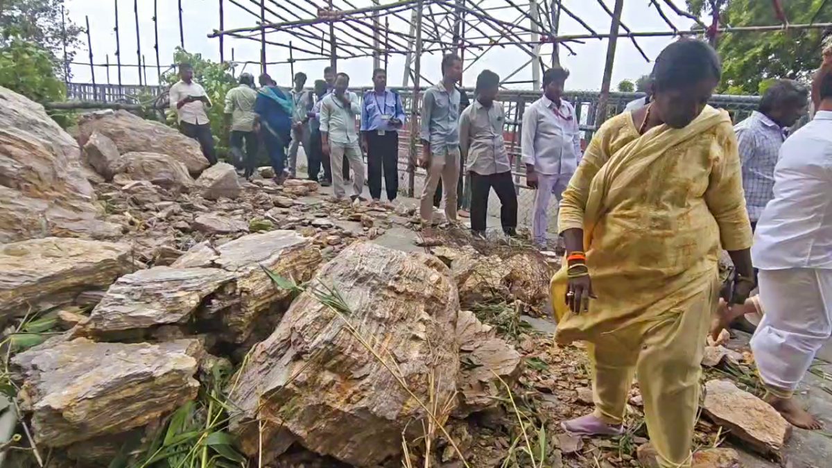 Landslide blocks Kanaka Durga Temple ghat road in Vijayawada