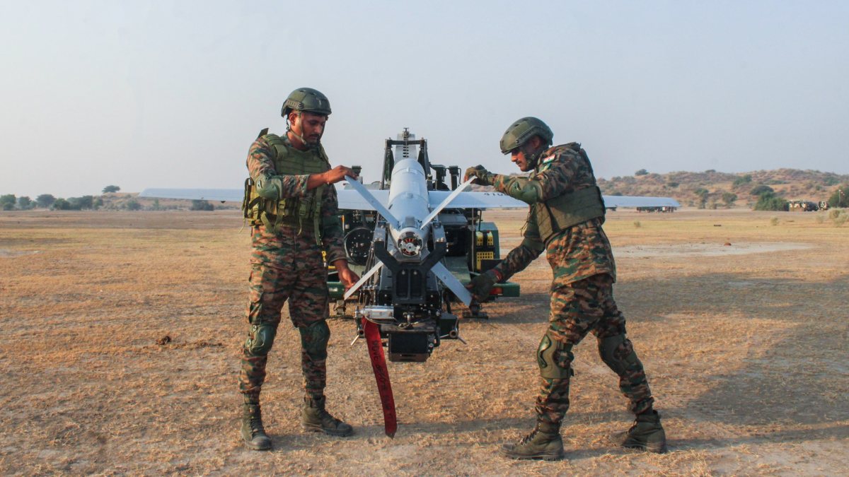 SkyStriker loitering munition hits target at Yudh Abhyas 2026