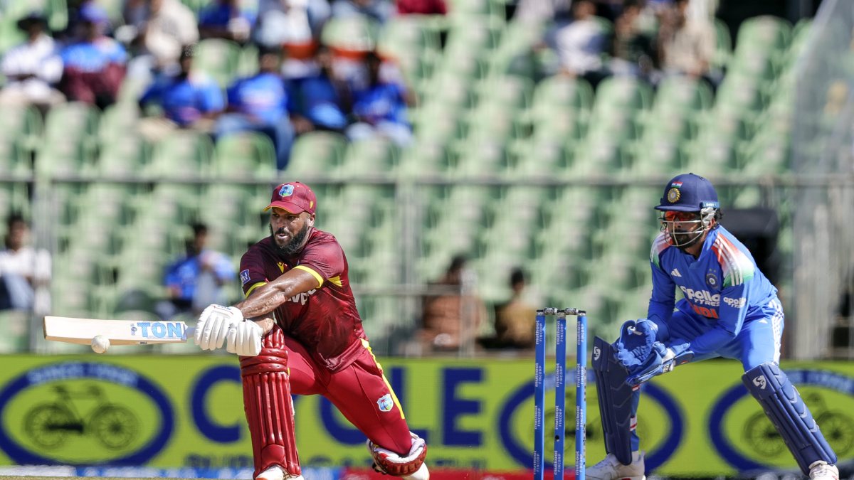 John Campbell plays a shot in 1st ODI against India