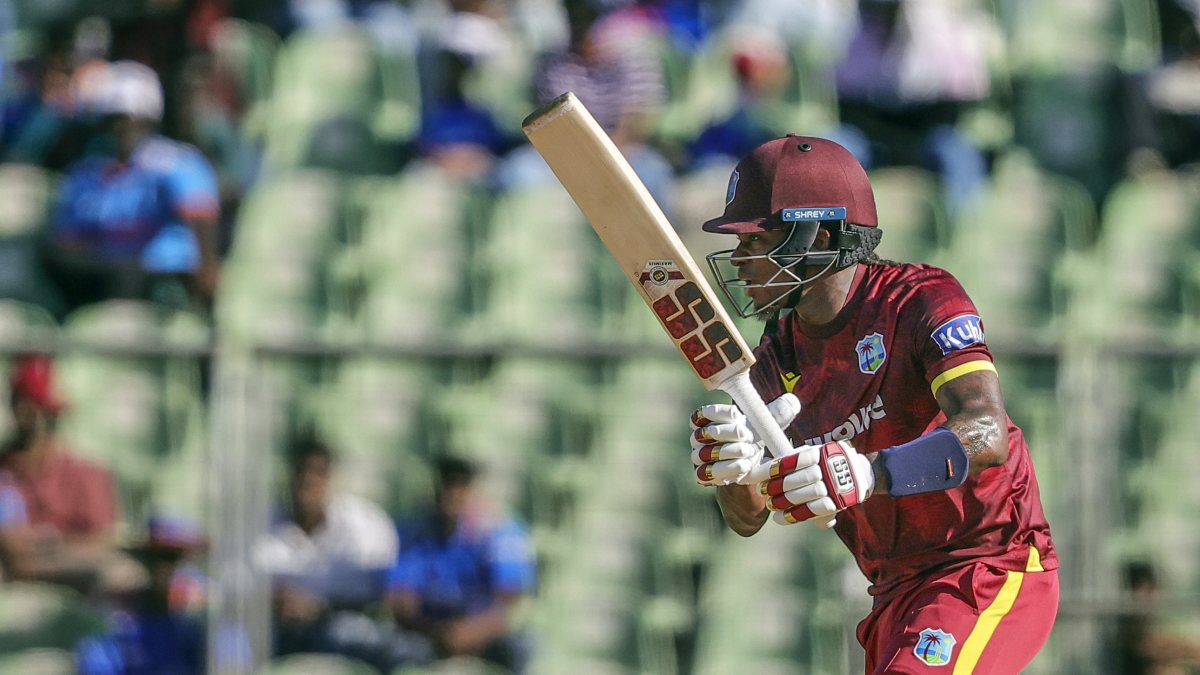 Keacy Carty bats in 1st ODI against India