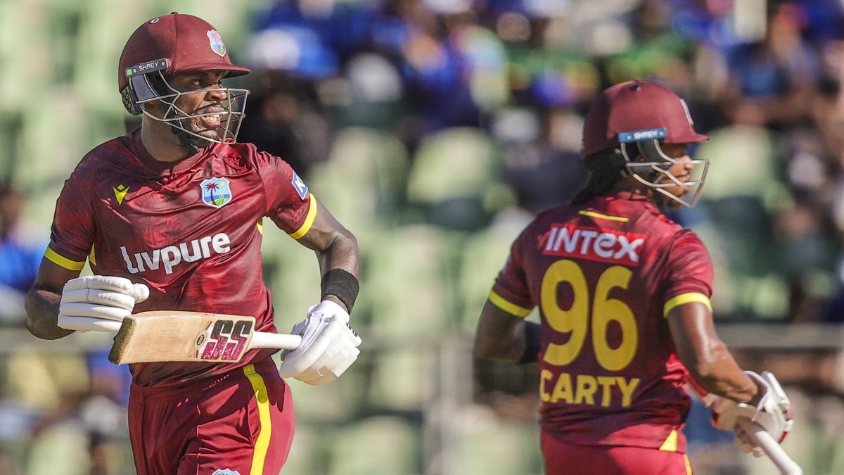 West Indies batters run between wickets in 1st ODI vs India