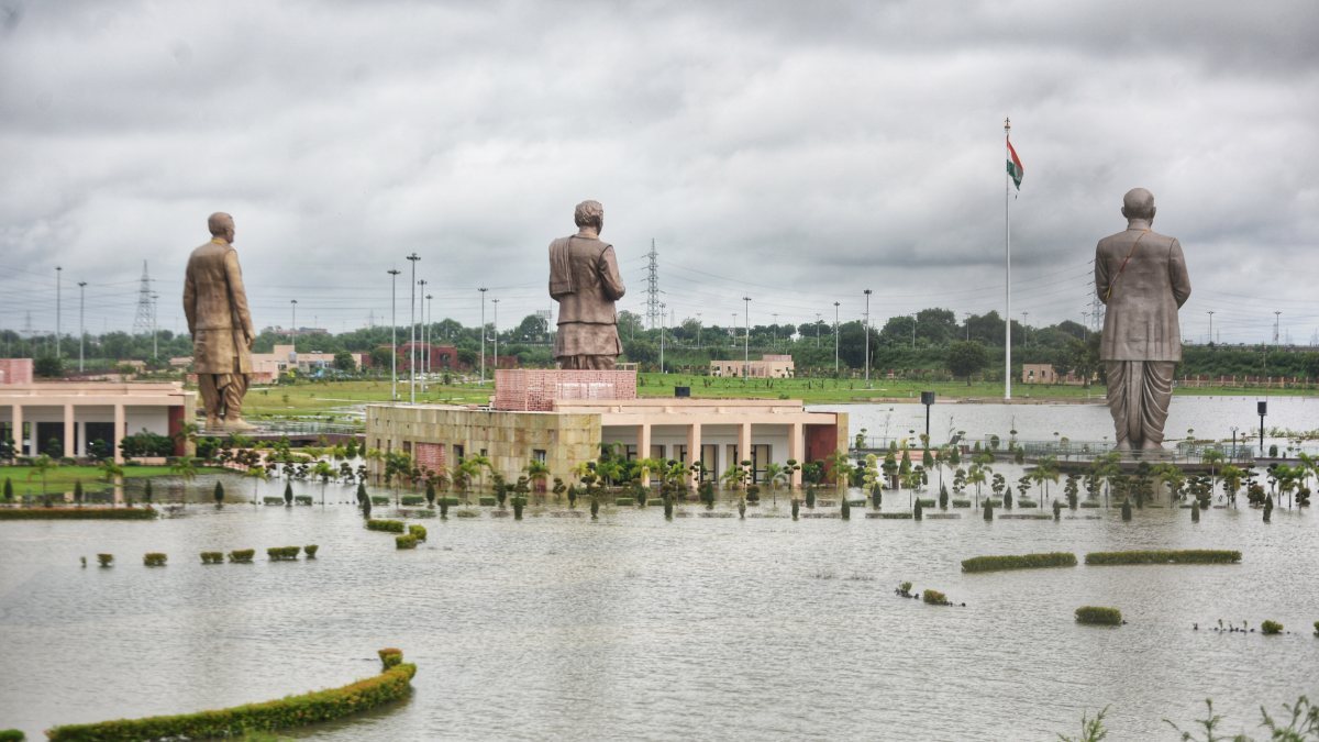 Heavy rain floods Rashtra Prerna Sthal in Lucknow