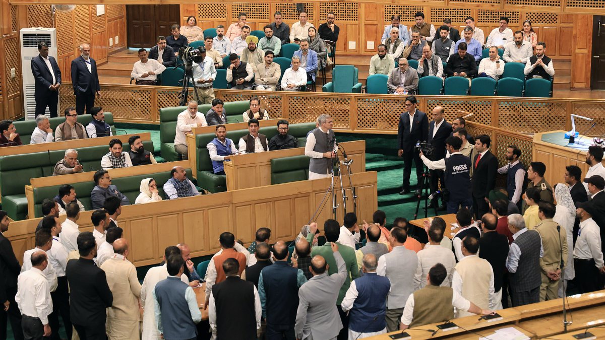 Omar Abdullah speaks in J&K assembly amid BJP protests
