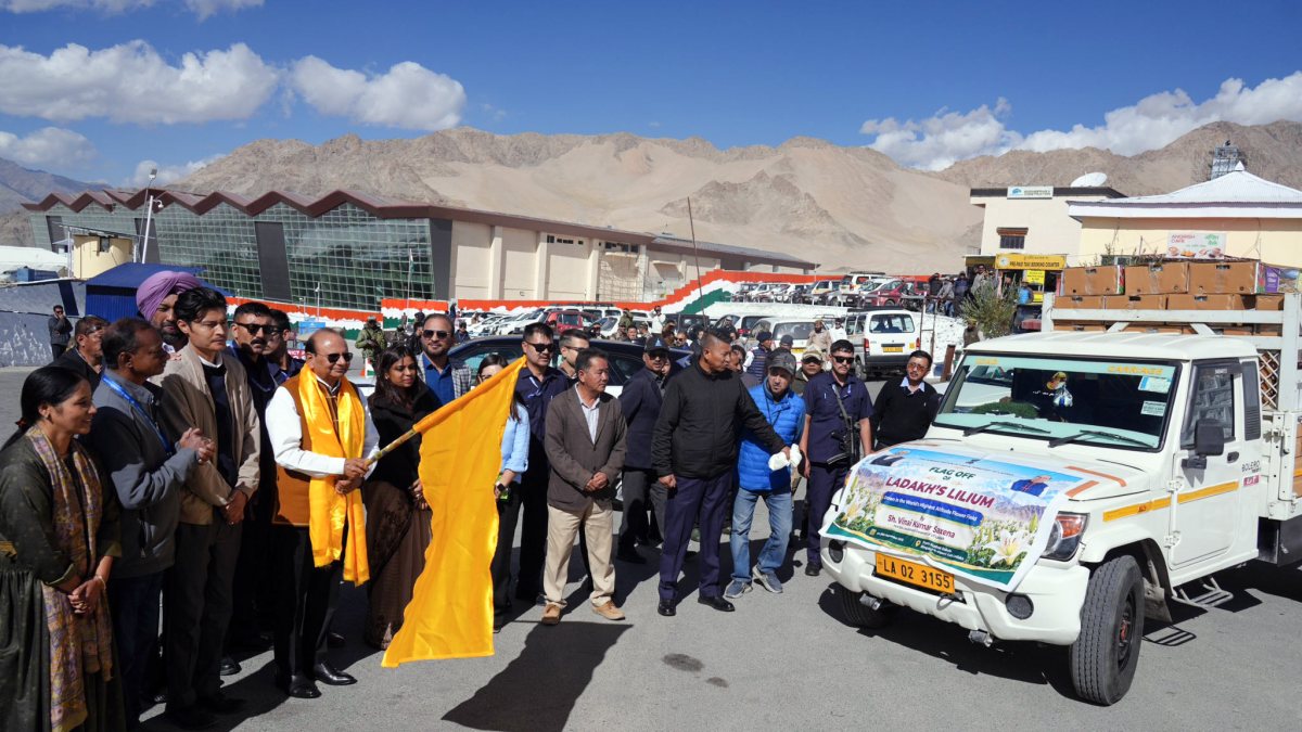 Ladakh LG flags off first air consignment of lilium flowers
