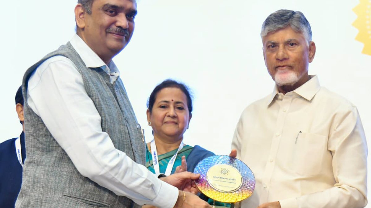 Andhra Pradesh CM Naidu presents award to finance secretary Piyush Kumar