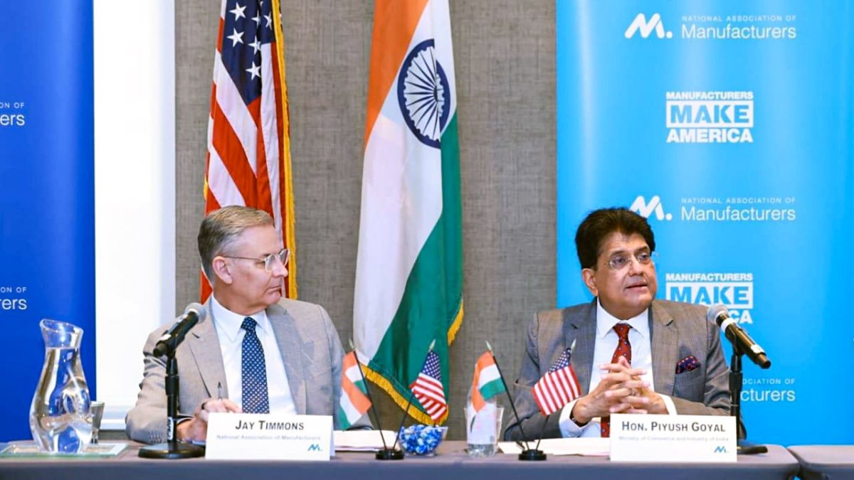 Piyush Goyal speaks at NAM business roundtable in Milwaukee