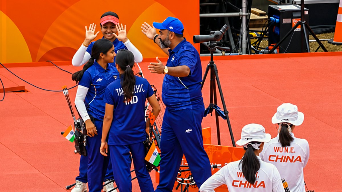 India women's compound archery team wins gold at Asian Games