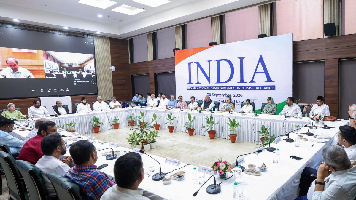 INDIA bloc leaders meet at Constitution Club in New Delhi
