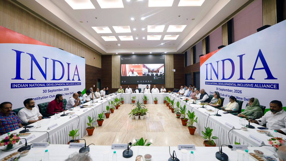 INDIA bloc leaders meet at Constitution Club in New Delhi