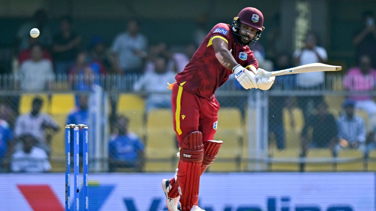 John Campbell in action during India vs West Indies 2nd ODI