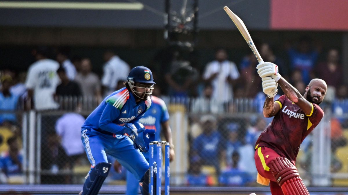 John Campbell in action during 2nd India-West Indies ODI