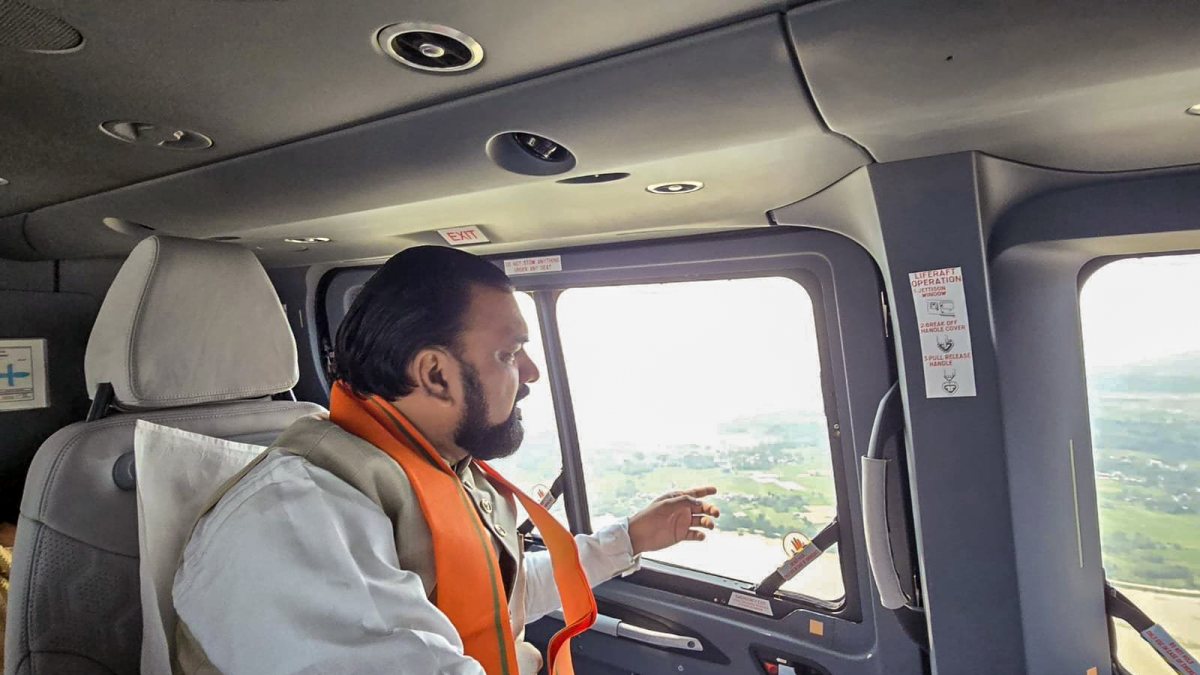 Bihar CM Samrat Choudhary conducts aerial survey of flood-hit West Champaran
