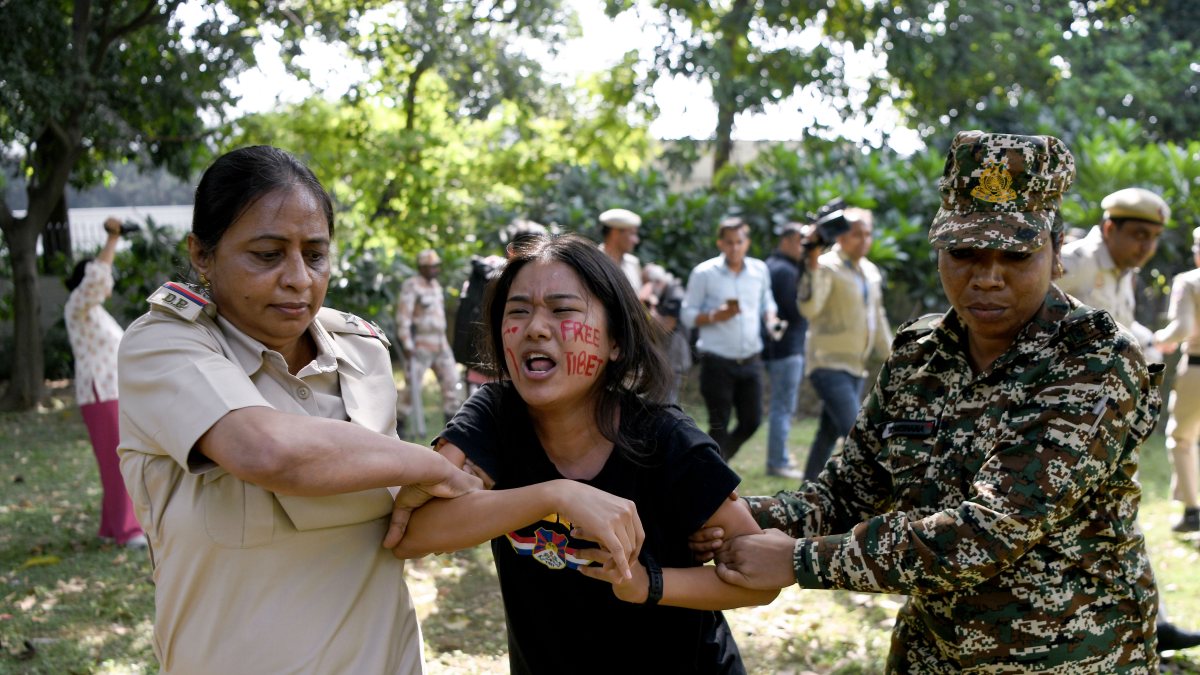 Police detain Tibetan Youth Congress supporter at Delhi protest