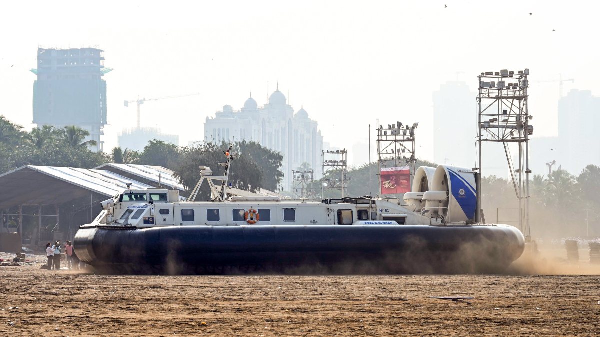 Merchant vessel at Girgaon Chowpatty during Sagar Kavach exercise